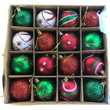 16 Piece Christmas Ornament Set 6cm Red Green Decorative Baubles Holiday