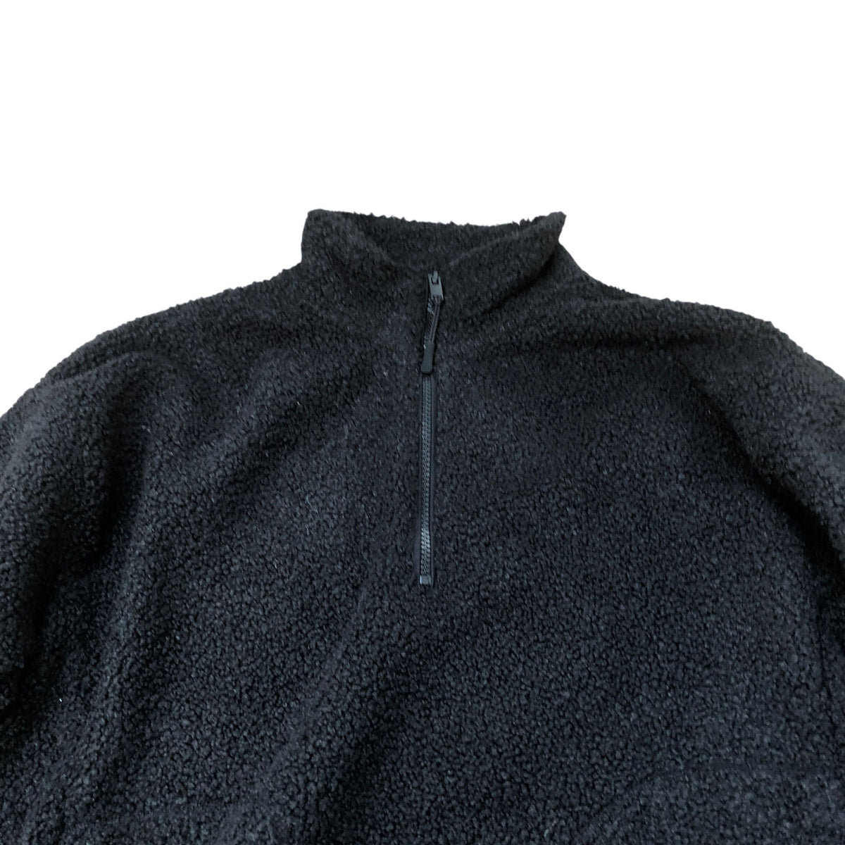 Quarter Zip Fleece Jacket Medium Unisex Soft Black Warm Cozy