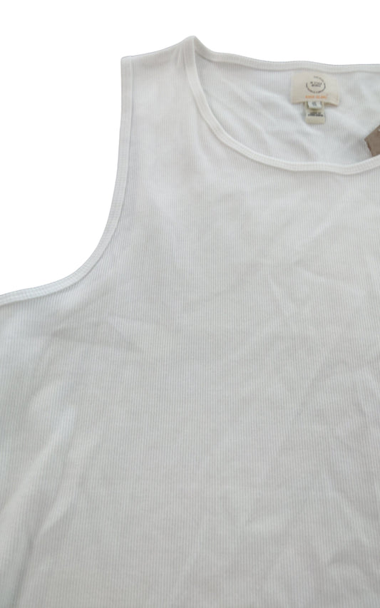 River Island Women's White Ribbed Tank Top UK XL Summer Casual Wear