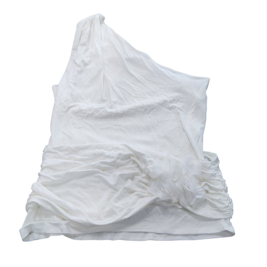 River Island Women's White One Shoulder Top UK M Floral Detail Stretchy