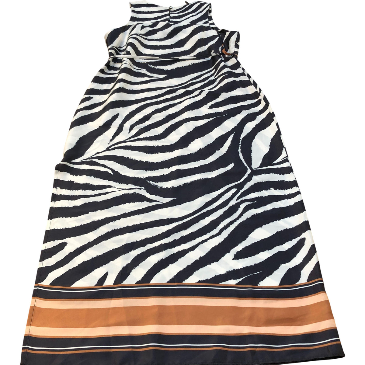 Branded Women's Zebra Print Midi Dress UK12 Sleeveless Polyester Chic Style