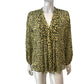 Leopard Print Blouse UK12 Women's Long Sleeve Polyester Yellow Black