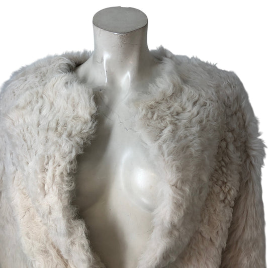 Curly Sheepskin Short Coat M/L Women's Ivory Thick Warm Furry Outerwear