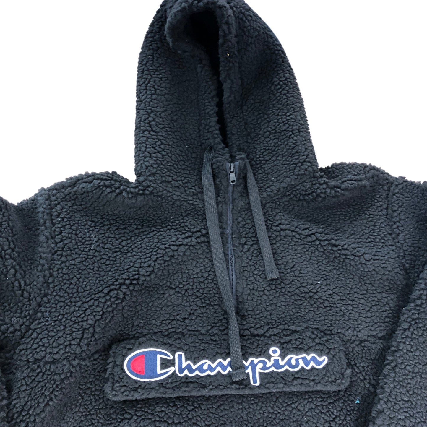 CHAMPION X-Large Men's Hoodie Black Sherpa Pullover Sweatshirt with Zip