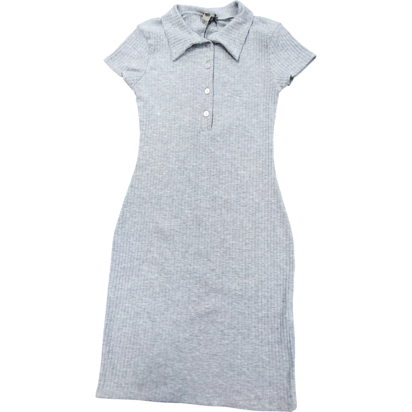 River Island Grey Ribbed Polo Dress UK Size 8 Women's Short Sleeve Casual