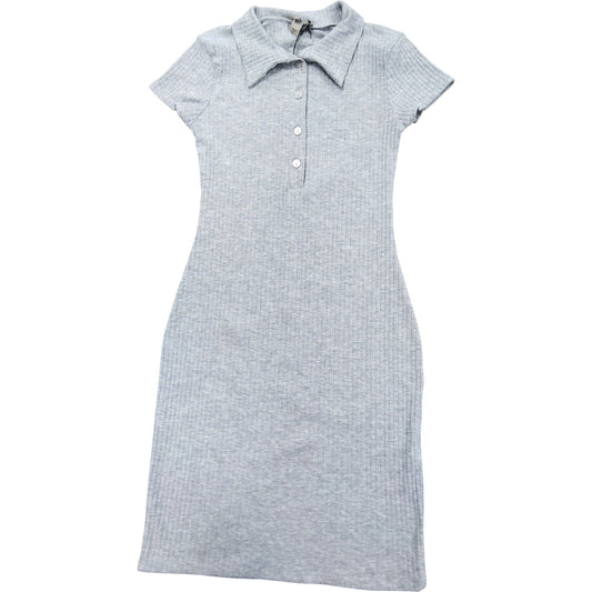 River Island Grey Ribbed Polo Dress UK Size 8 Women's Short Sleeve Casual
