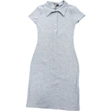 River Island Grey Ribbed Polo Dress UK Size 8 Women's Short Sleeve Casual