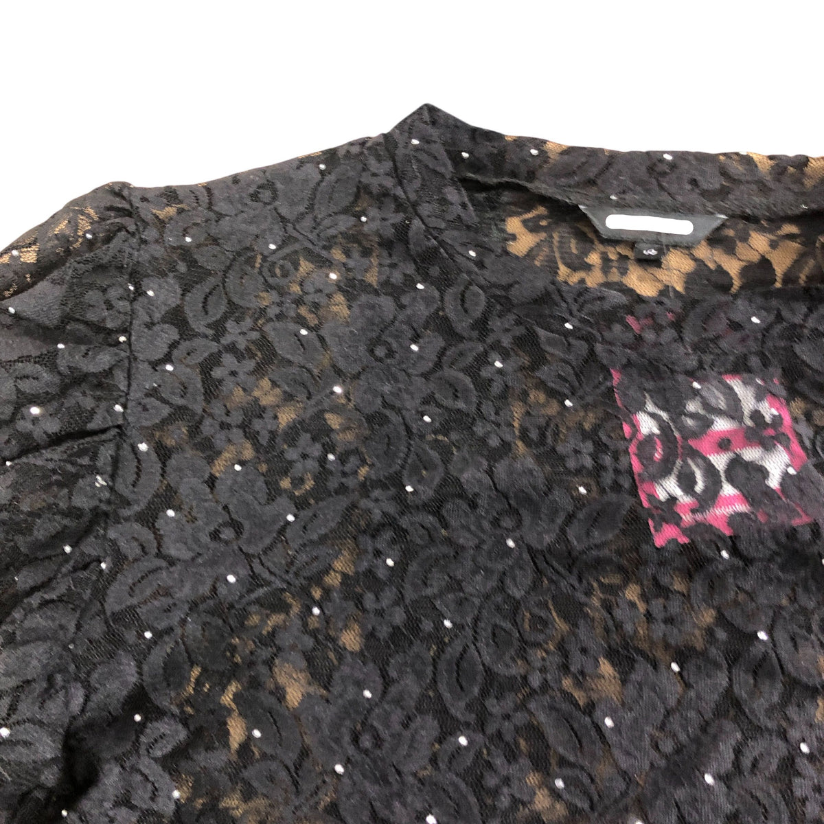 Women's Size 10 Long Sleeved Black Lace Top with Diamantes