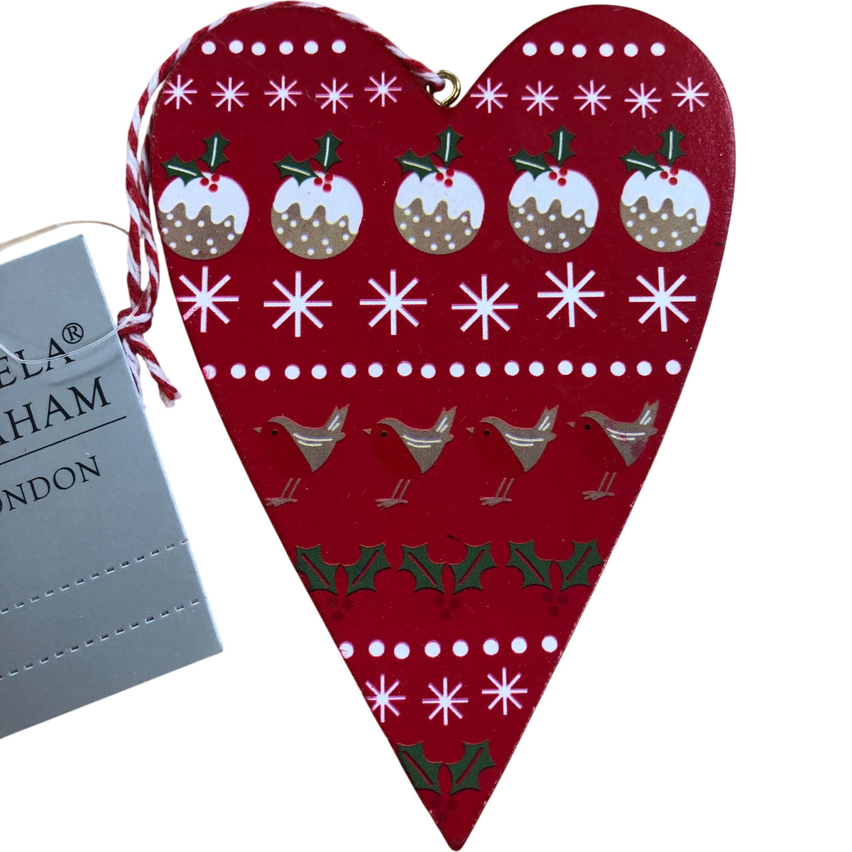 Gisela Graham Wooden Decorations Set Of 4 Festive Ornaments