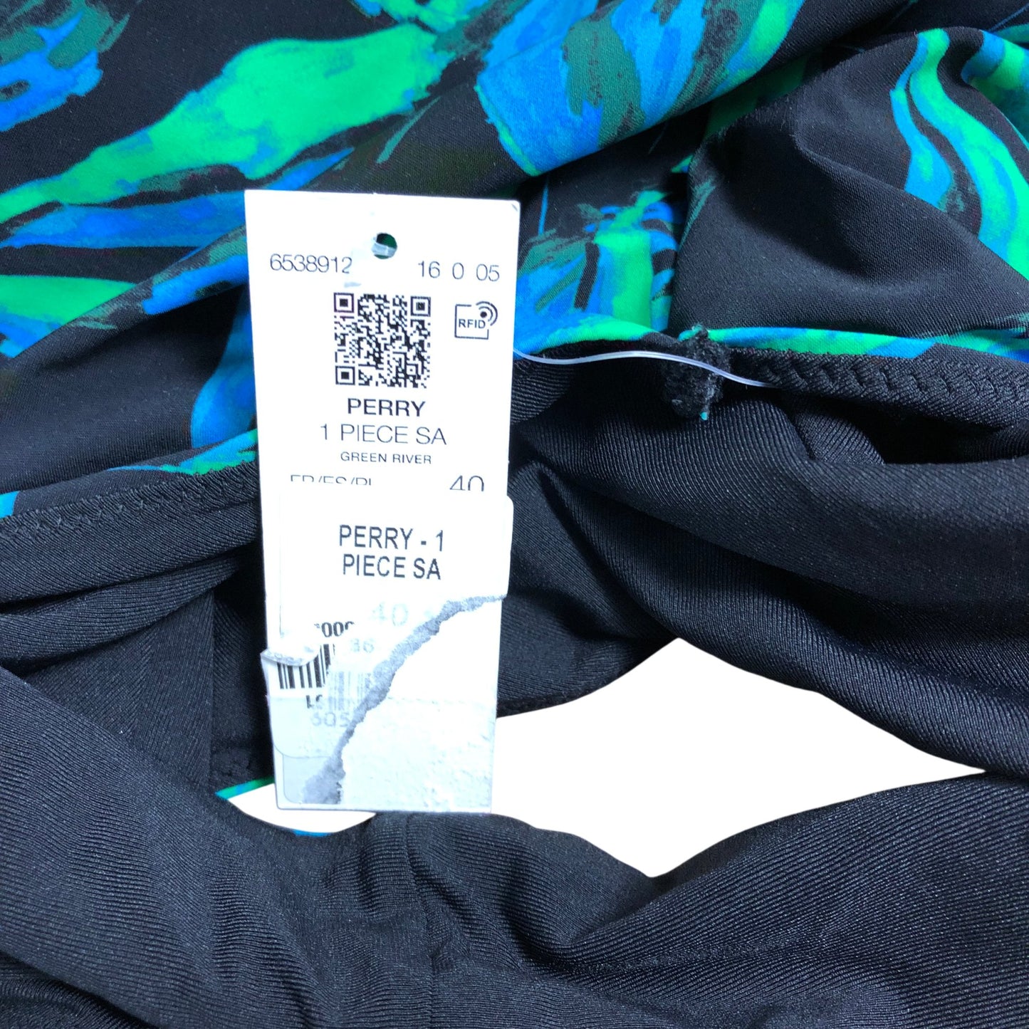 Etam Women's Swimwear UK12 One Piece Swimsuit Green Leaf Print