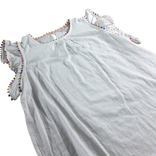 Boden Women's White Top Cotton Ruffle Sleeve Floral Trim Casual Shirt UK12