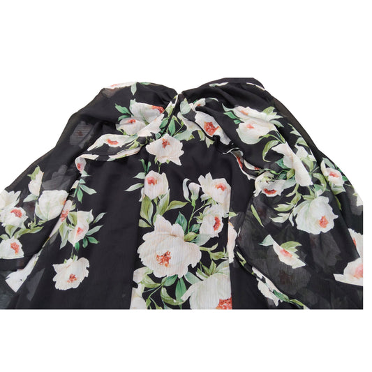 River Island Black Floral Print Dress UK16 Women's Short Sleeve Chiffon
