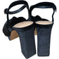 Black Velvet Platform High Heels - Knot Design - Size UK 6