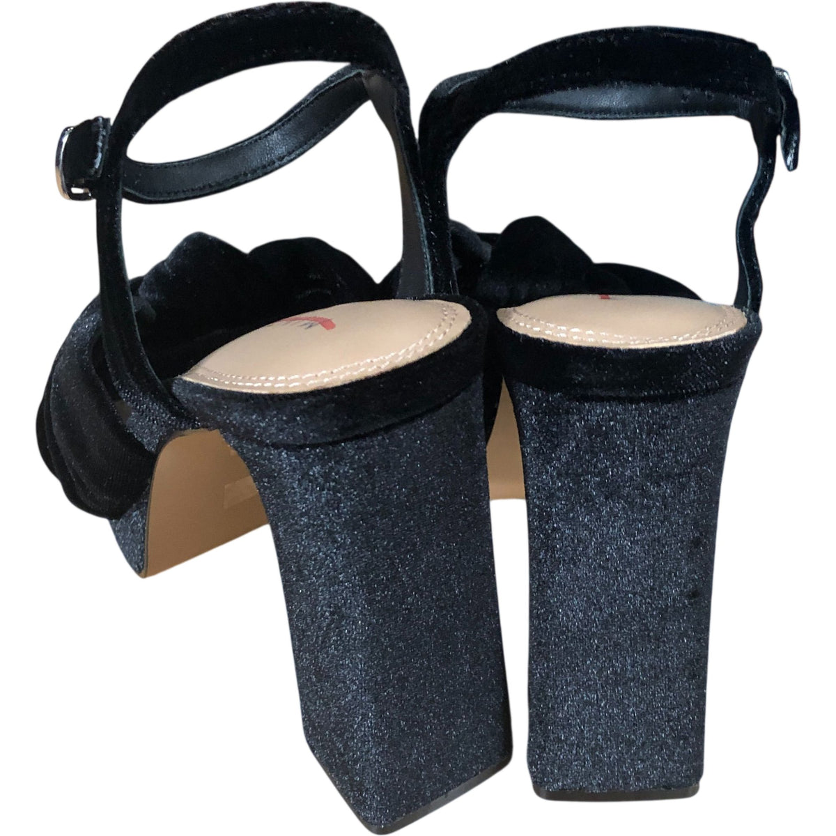Black Velvet Platform High Heels - Knot Design - Size UK 6