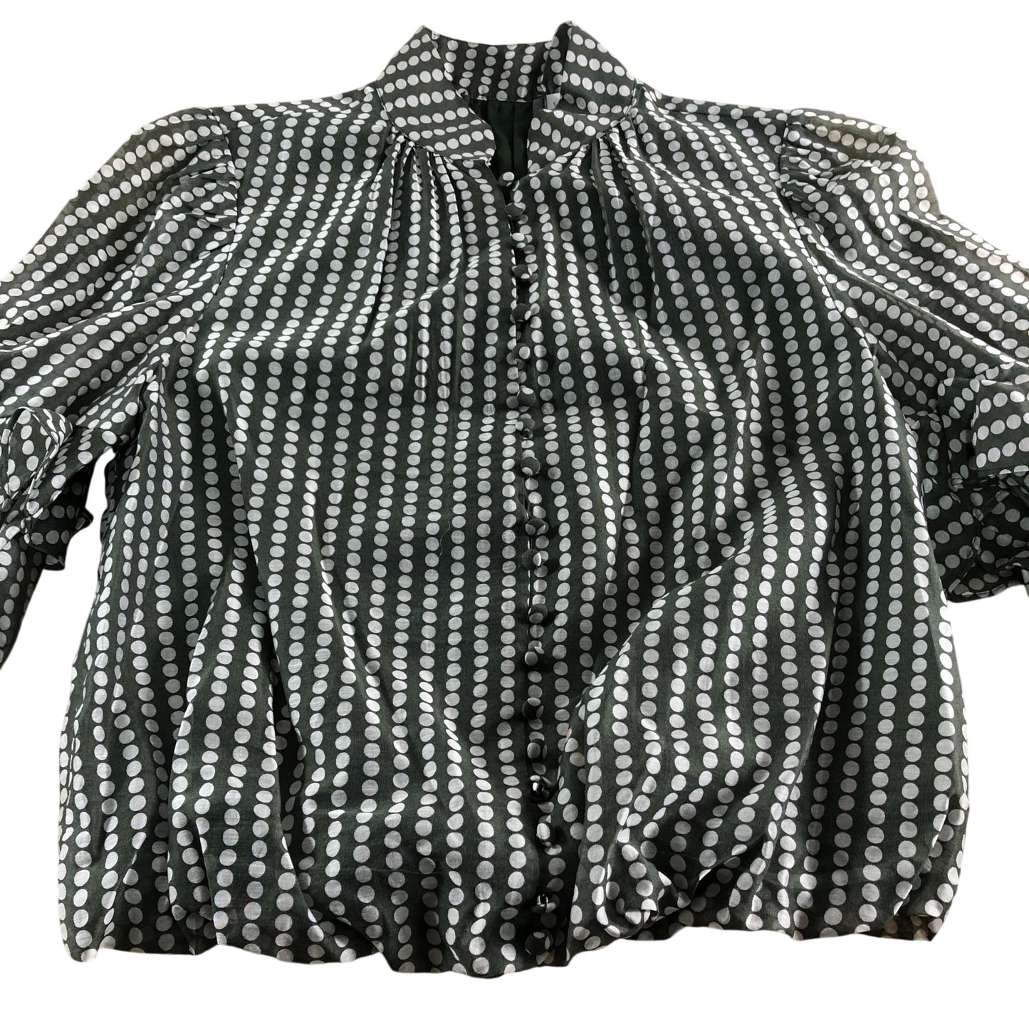 Branded Khaki Spotted Cropped Blouse Size 8-10