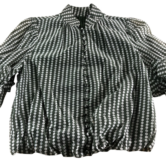 Branded Khaki Spotted Cropped Blouse Size 8-10