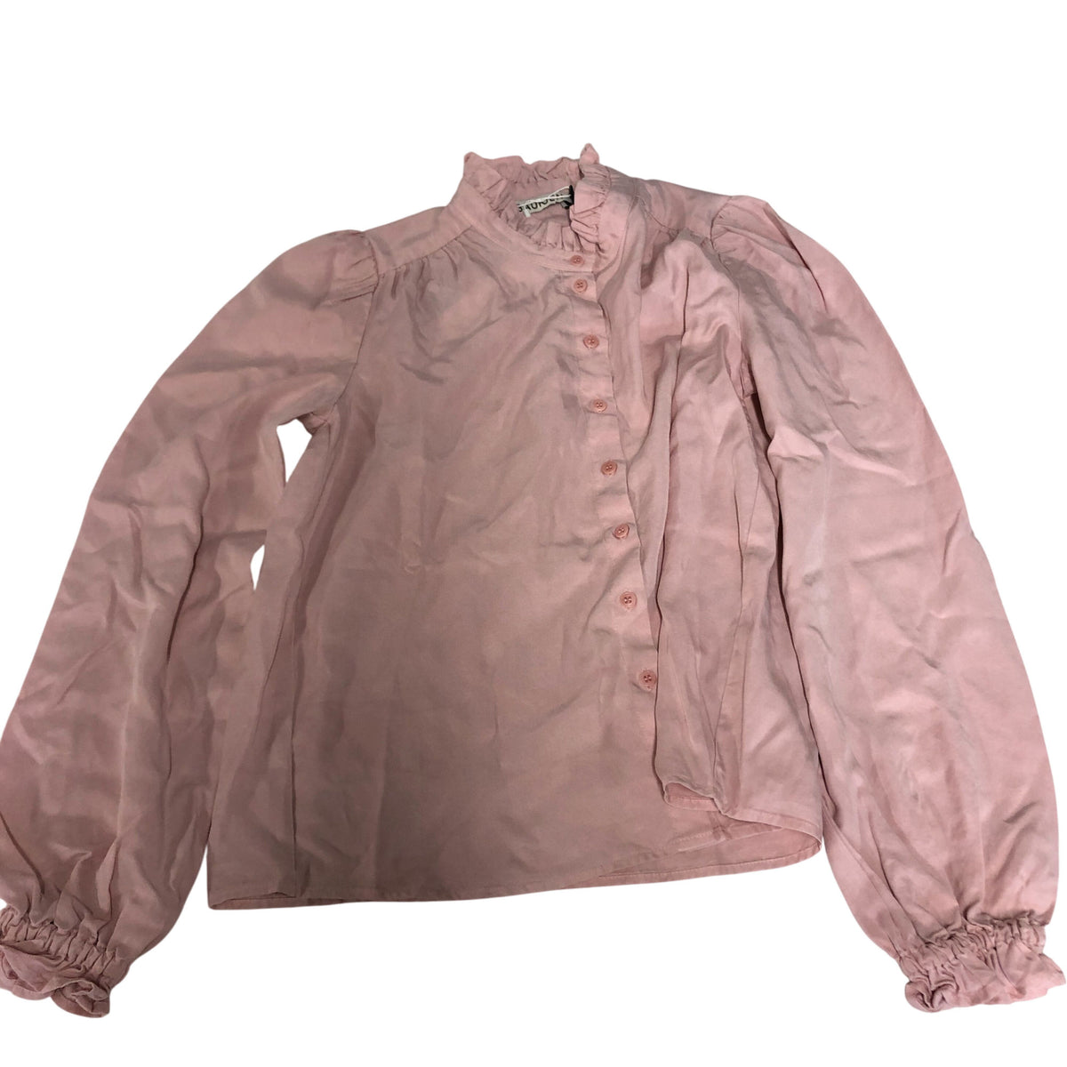 Baukjen Lyocell Blouse Women's Pink Long Sleeve Ruffled Collar Top