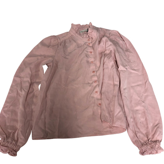 Baukjen Lyocell Blouse Women's Pink Long Sleeve Ruffled Collar Top