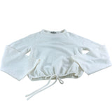 River Island Women's XS Cream Cropped Sweater Long Sleeve Pull Tie