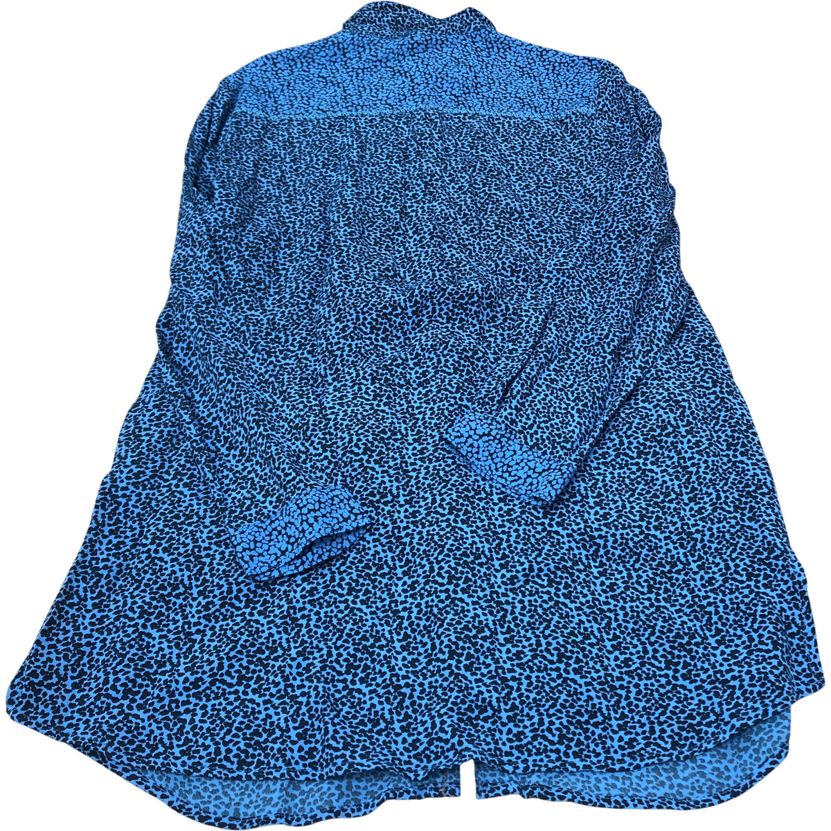 Blue Animal Print Long Sleeve Shirt Women's 100% Viscose Size 12