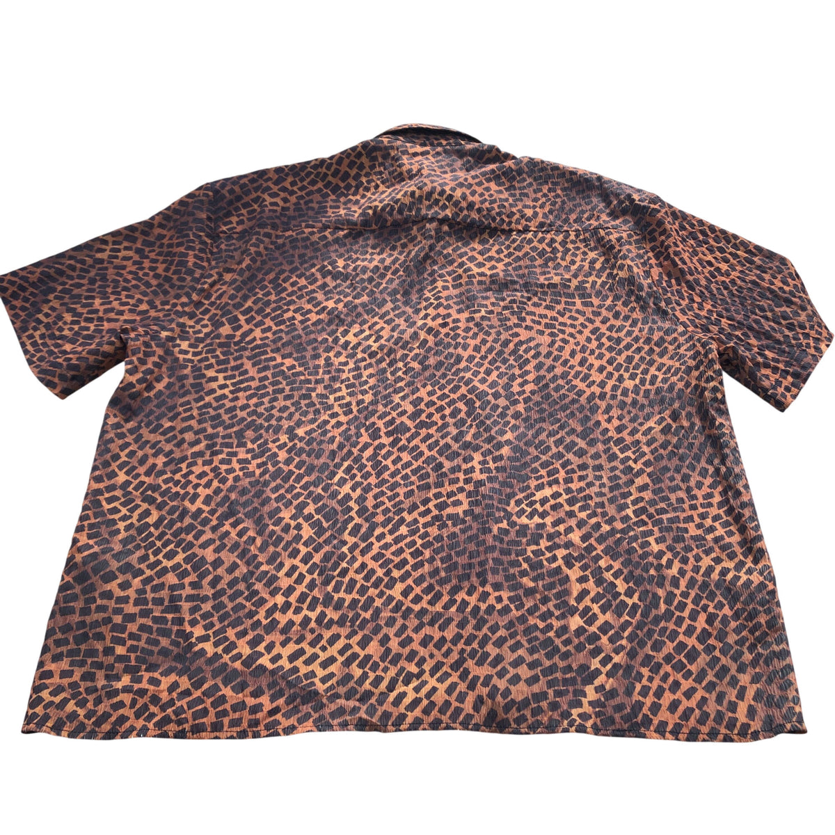 River Island Short Sleeve Shirt M Casual Orange Brown Patterned