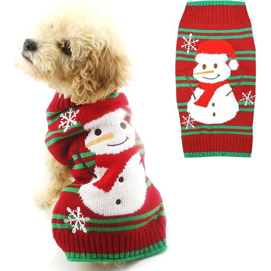 Snowman Christmas Dog Sweater XS
