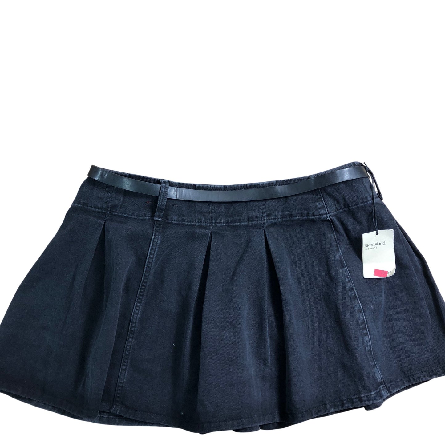 River Island Black Denim Skirt UK18 Women's Pleated Design Casual Wear