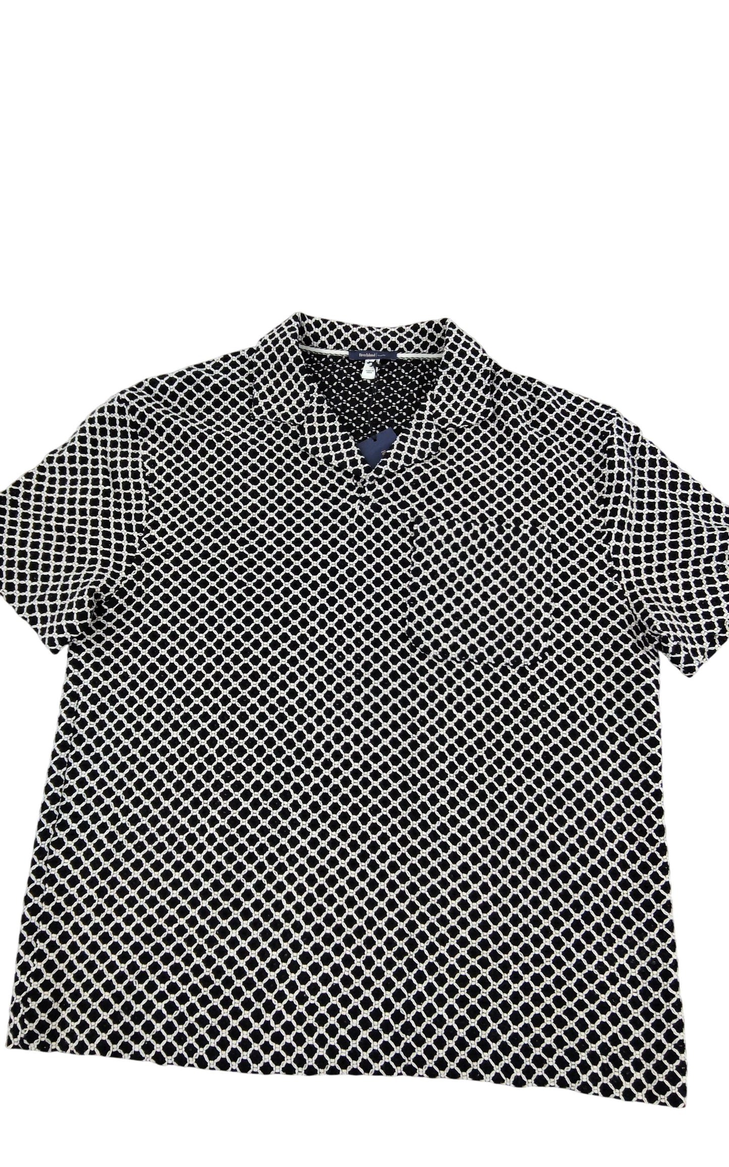 River Island Men's Short Sleeve Shirt Size M Black White Geometric Pattern