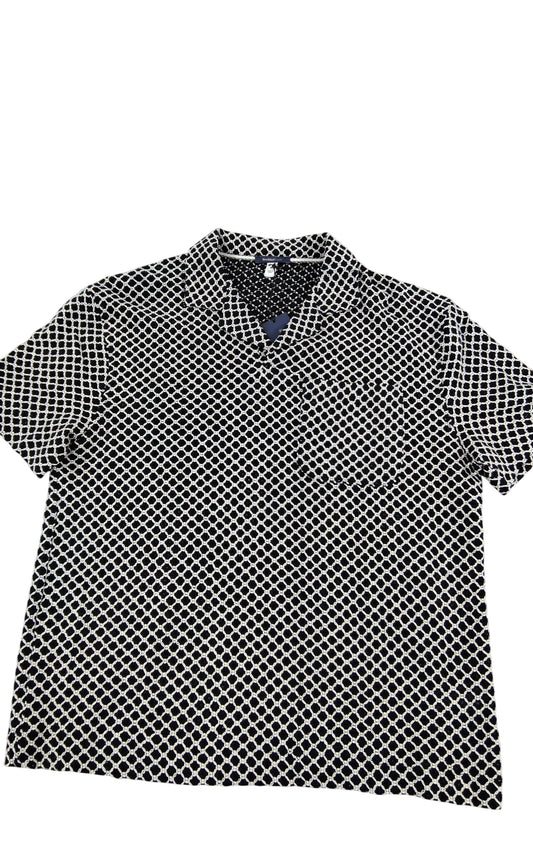 River Island Men's Short Sleeve Shirt Size M Black White Geometric Pattern