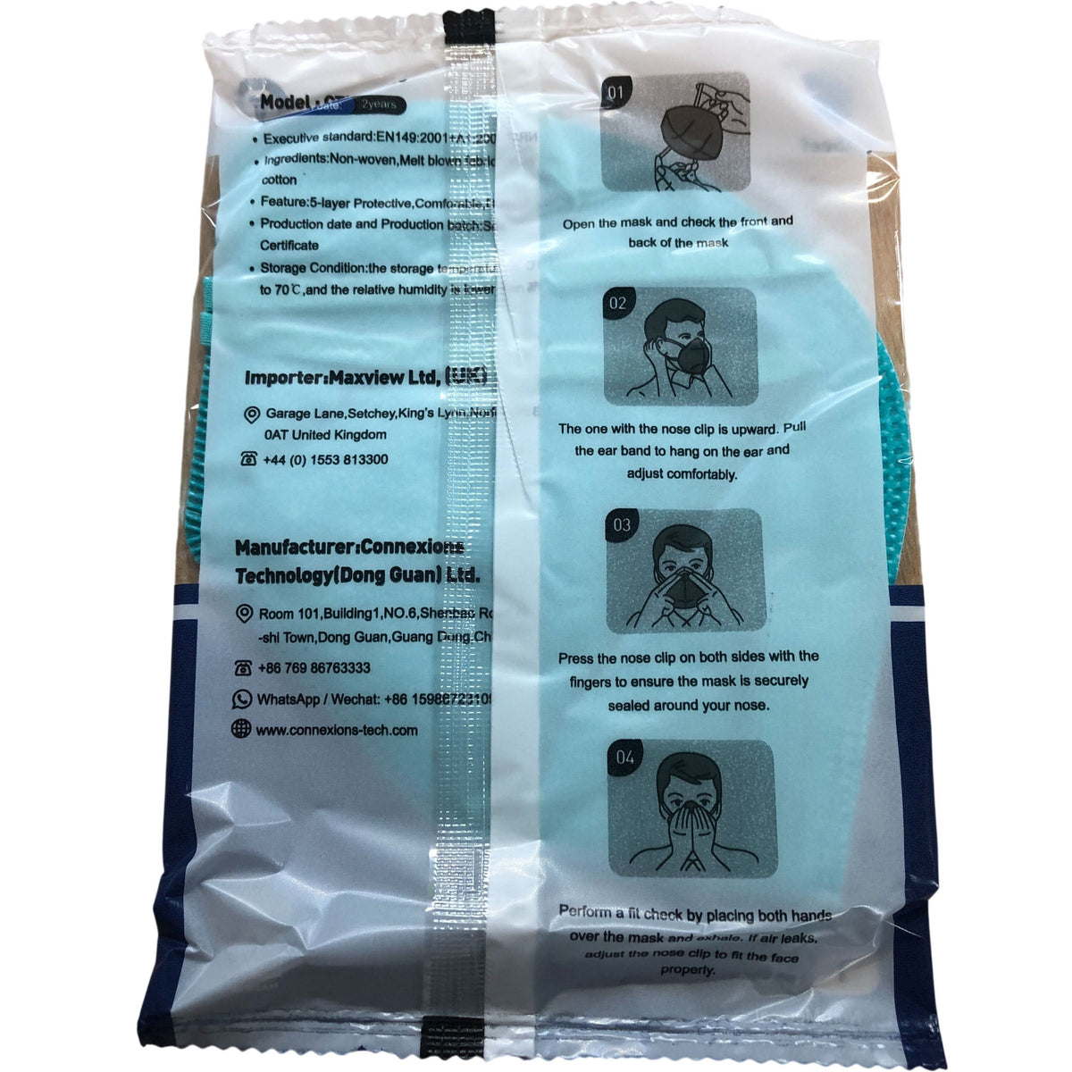 StaSeef FFP2 NR Face Mask 20 Pack High Filtration 94 Percent Non Medical