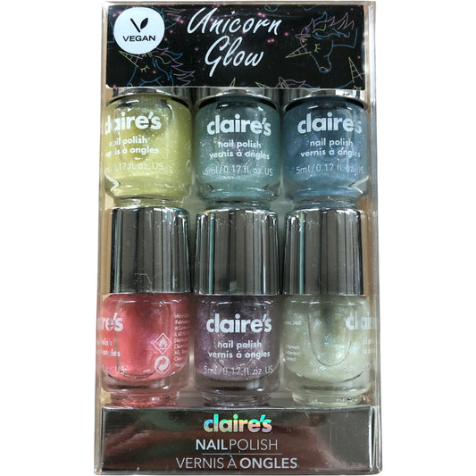 Claire's Unicorn Glow Vegan Nail Polish Set 18 Bottles Limitless Colours
