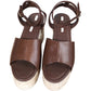 Raya Brown Leather Espadrille Wedges - 4" Heel - Size UK 6