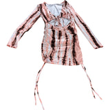 Shein Long Sleeve Cut Out Dress Women's Pink Tie Dye Detail XS