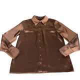 River Island Satin Brown Blouse UK12 Women's Long Sleeve Button Up Shirt