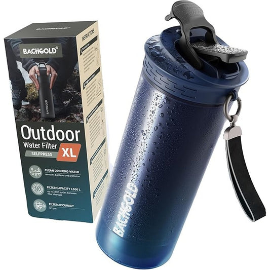 BACHGOLD Outdoor Wasserfilter XL Selfpress Portable Water Filter Clean Water