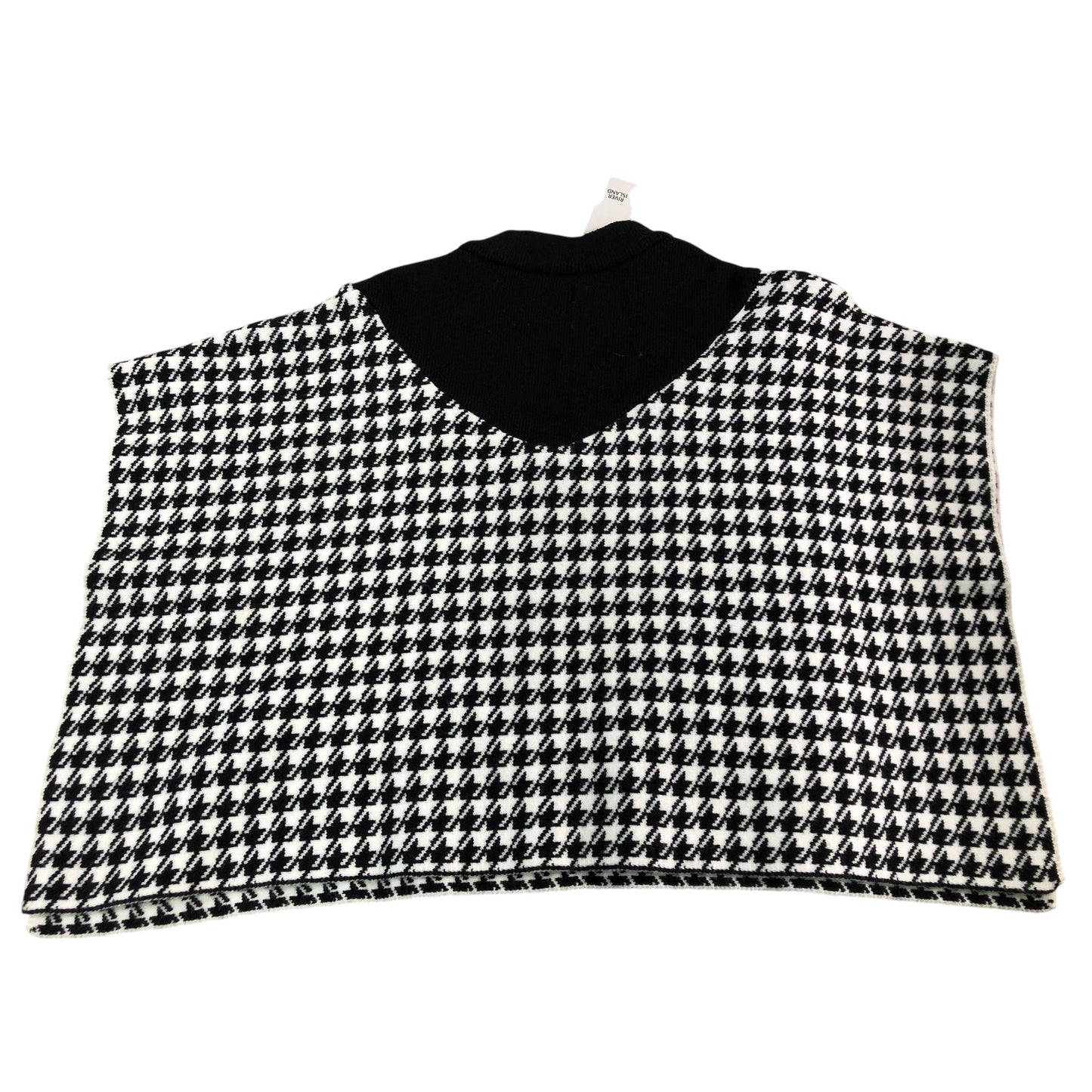 River Island Girls Black And White Houndstooth Print Zip Neck Poncho Age 5-8