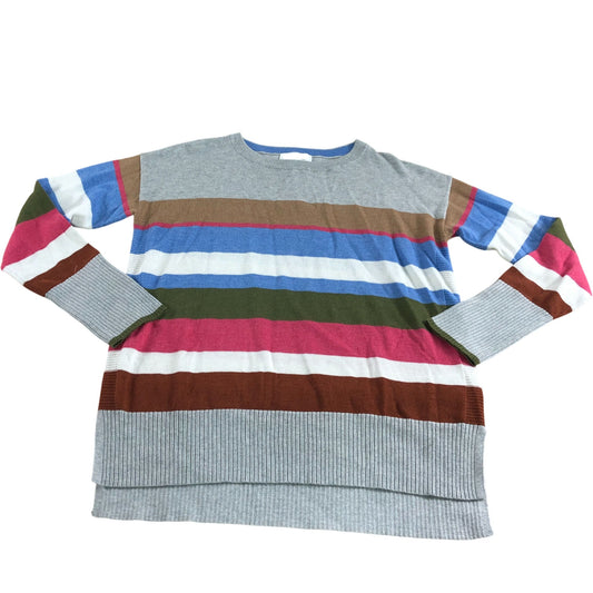 Olive Stripe Jumper UK8 Women's Casual Sweater Grey Multi Soft Knit