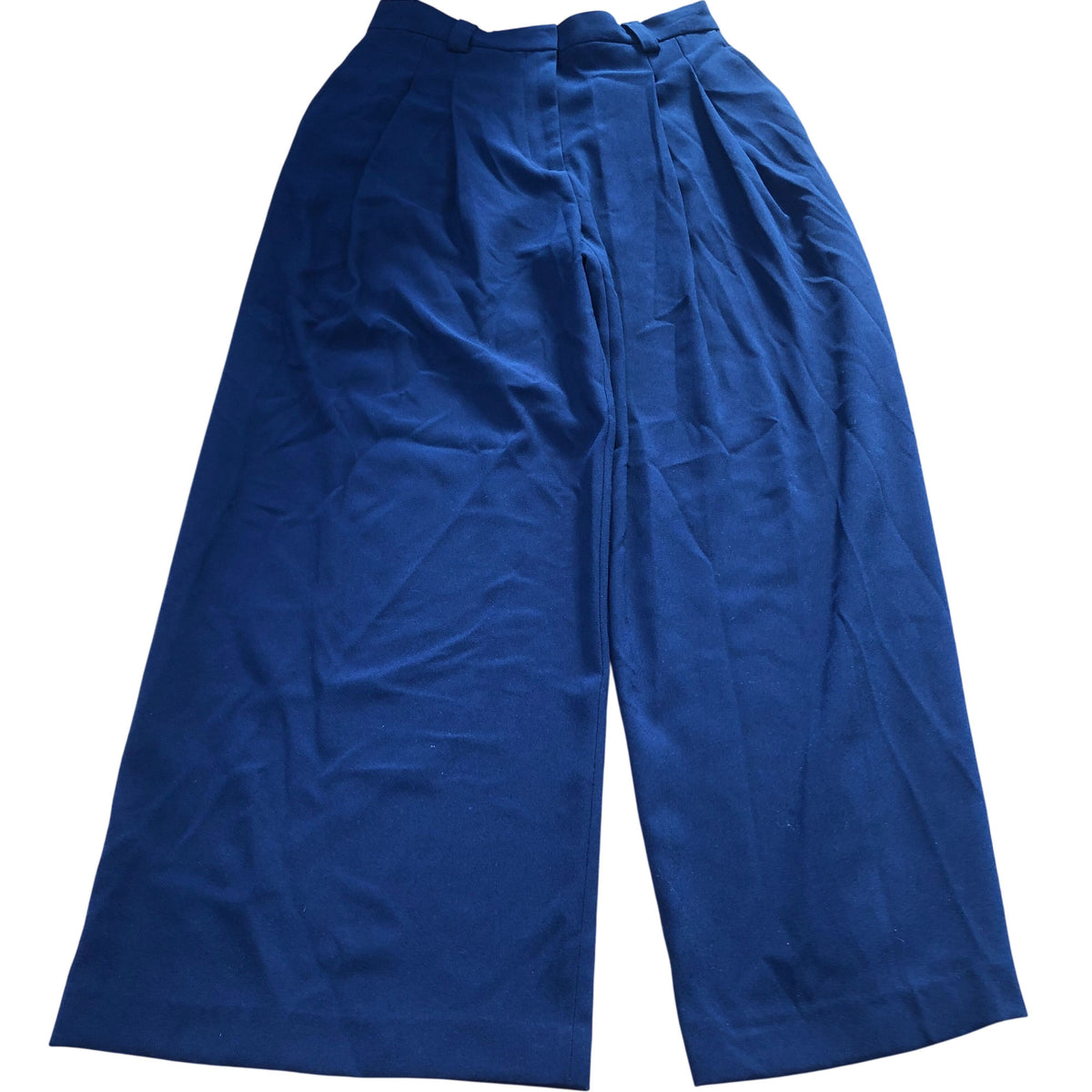Navy Trousers UK Size 10 Wide Leg Casual Comfortable Polyester