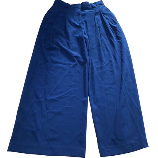 Navy Trousers UK Size 10 Wide Leg Casual Comfortable Polyester