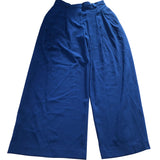 Navy Trousers UK Size 10 Wide Leg Casual Comfortable Polyester