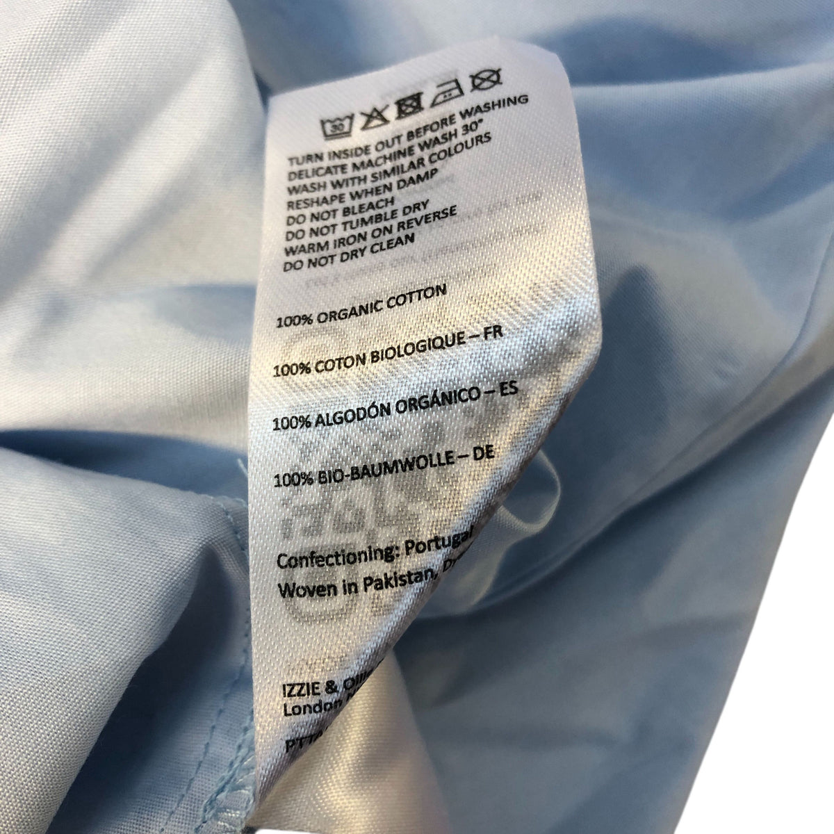 Baukjen Women's Casual Blouse UK Size 14 Light Blue Organic Cotton