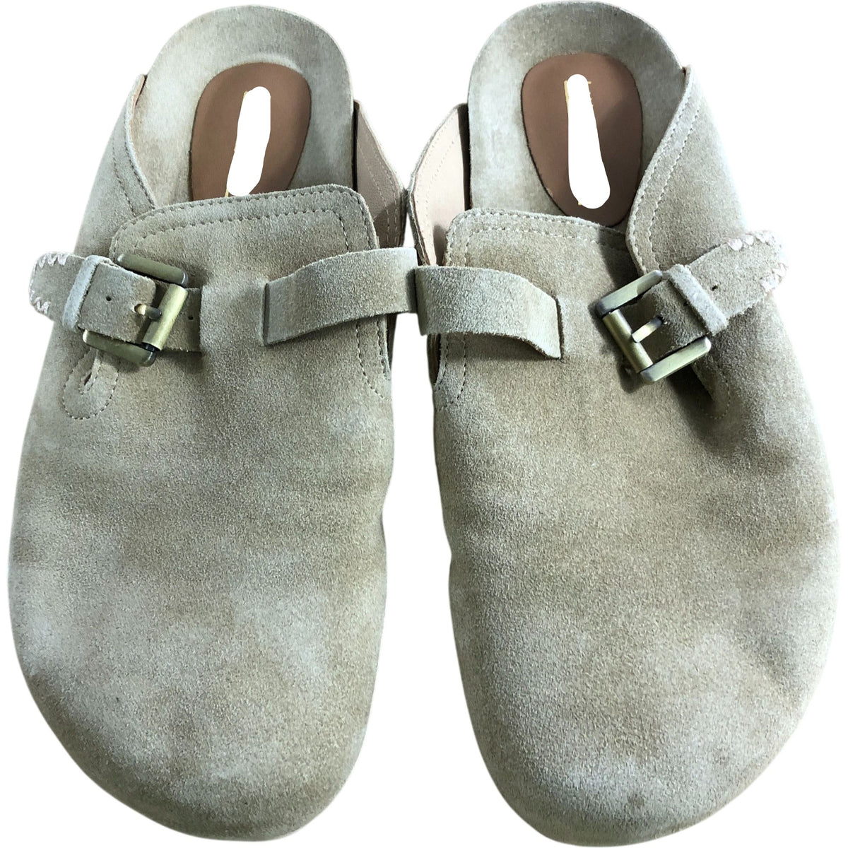 Slip On Suede Footbed UK8 Women's Light Natural Buckle Sandals