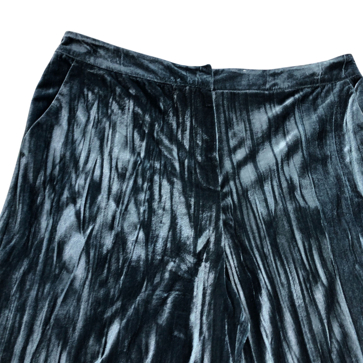 Women's Wide Leg Velour Trousers Trousers Dark Teal Flare Size 16R