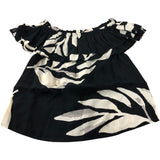 Branded Black Floral Bardot Top - Size 8