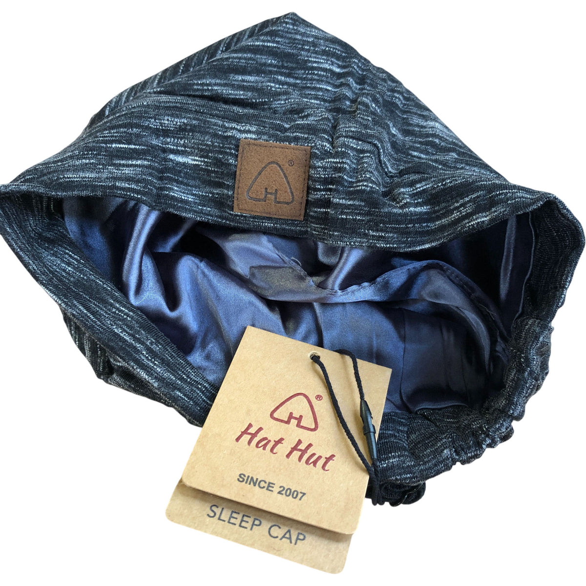 Hat Hut Satin Silk Sleep Night Cap Soft Sleepwear Heather Black