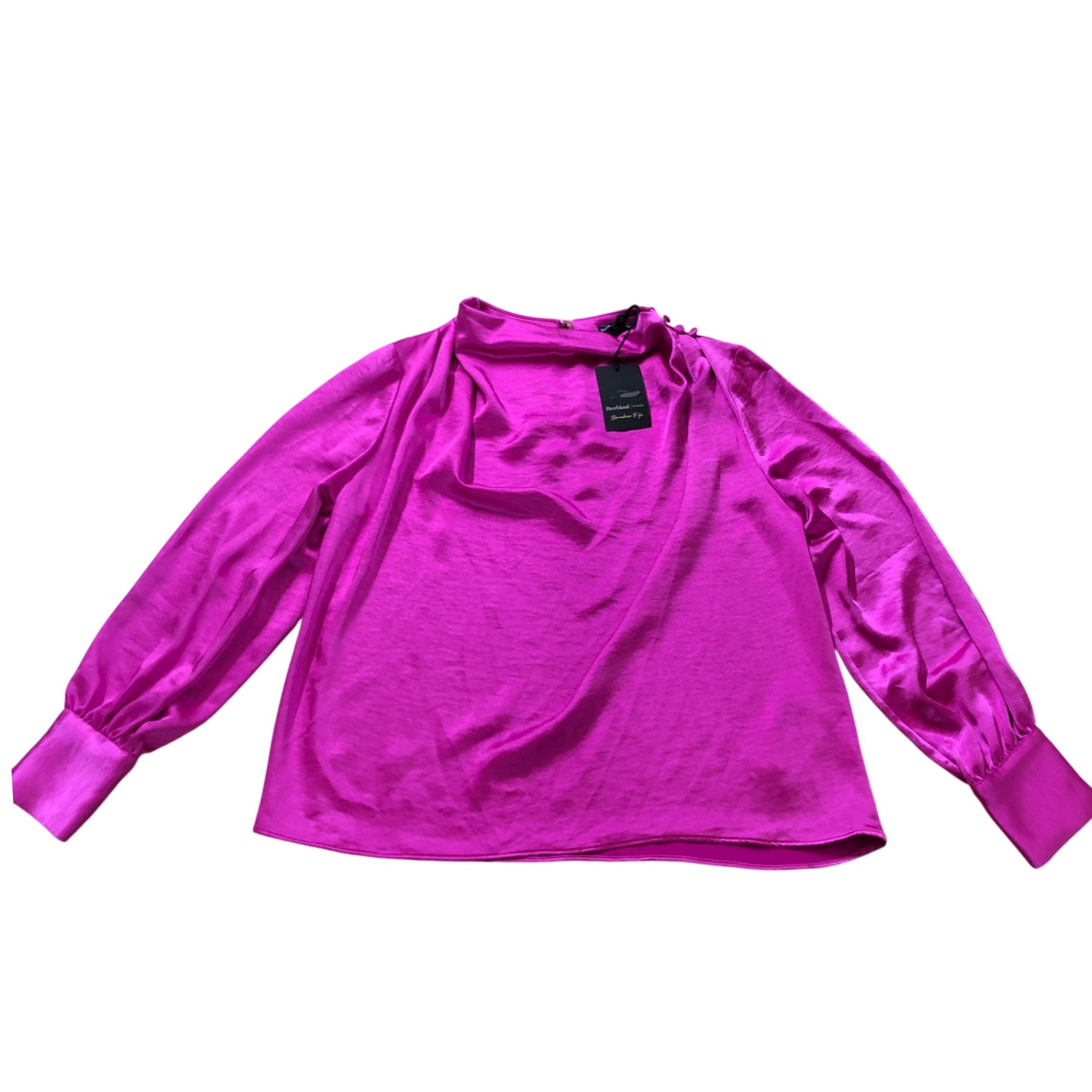 River Island Cowl Neck Women's Satin Pink Long Sleeve Blouse Size 10