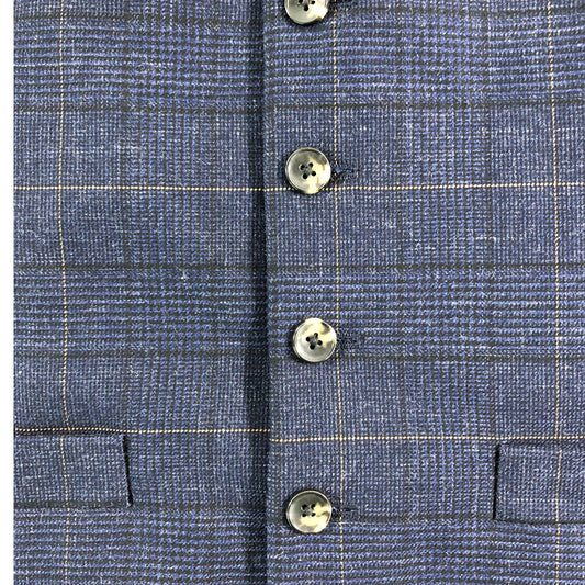 Moss London Men's Navy Check Waistcoat Size UK 38R Stylish Formal Vest