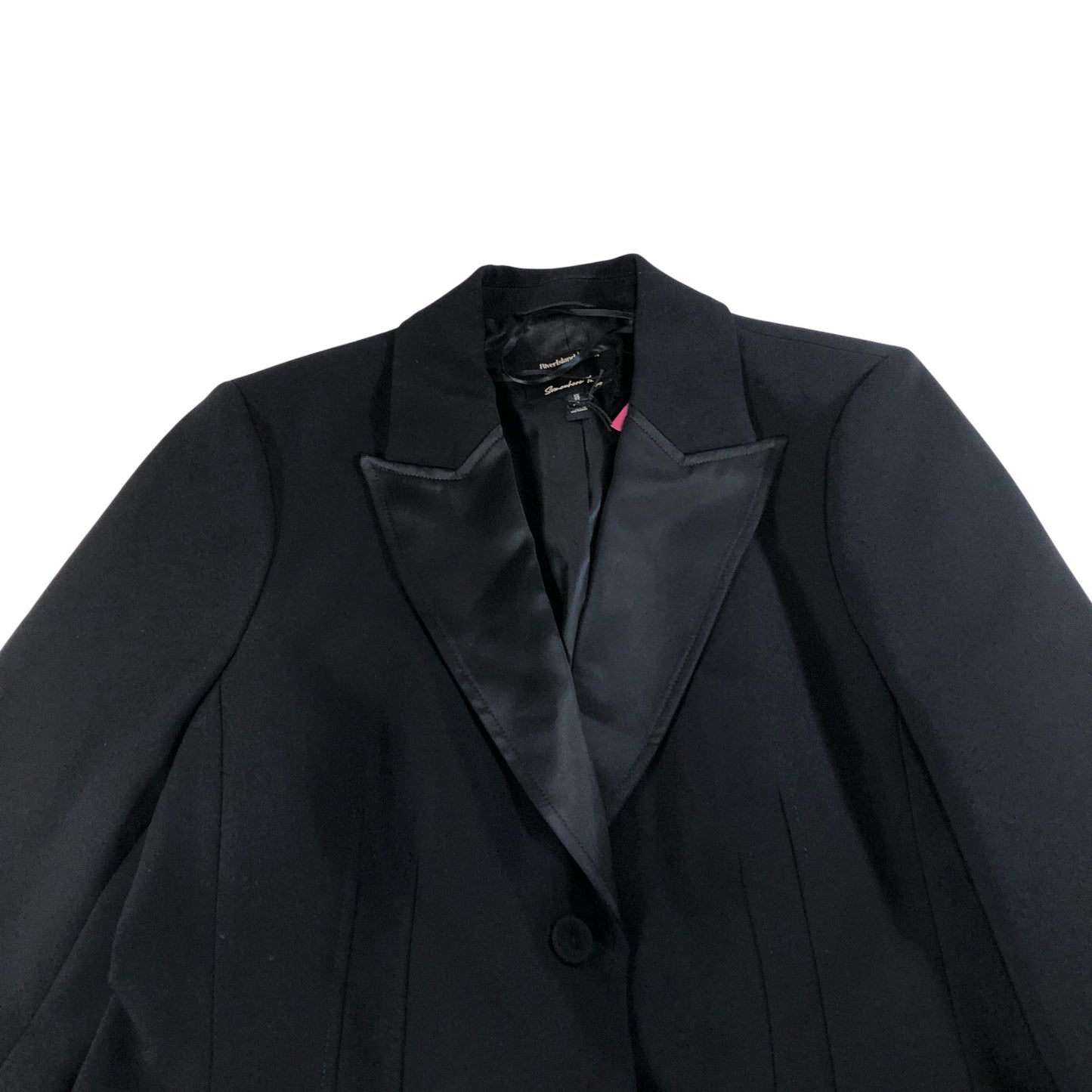 River Island Women's Black Blazer Tailored Satin Lapel Smart Jacket UK16