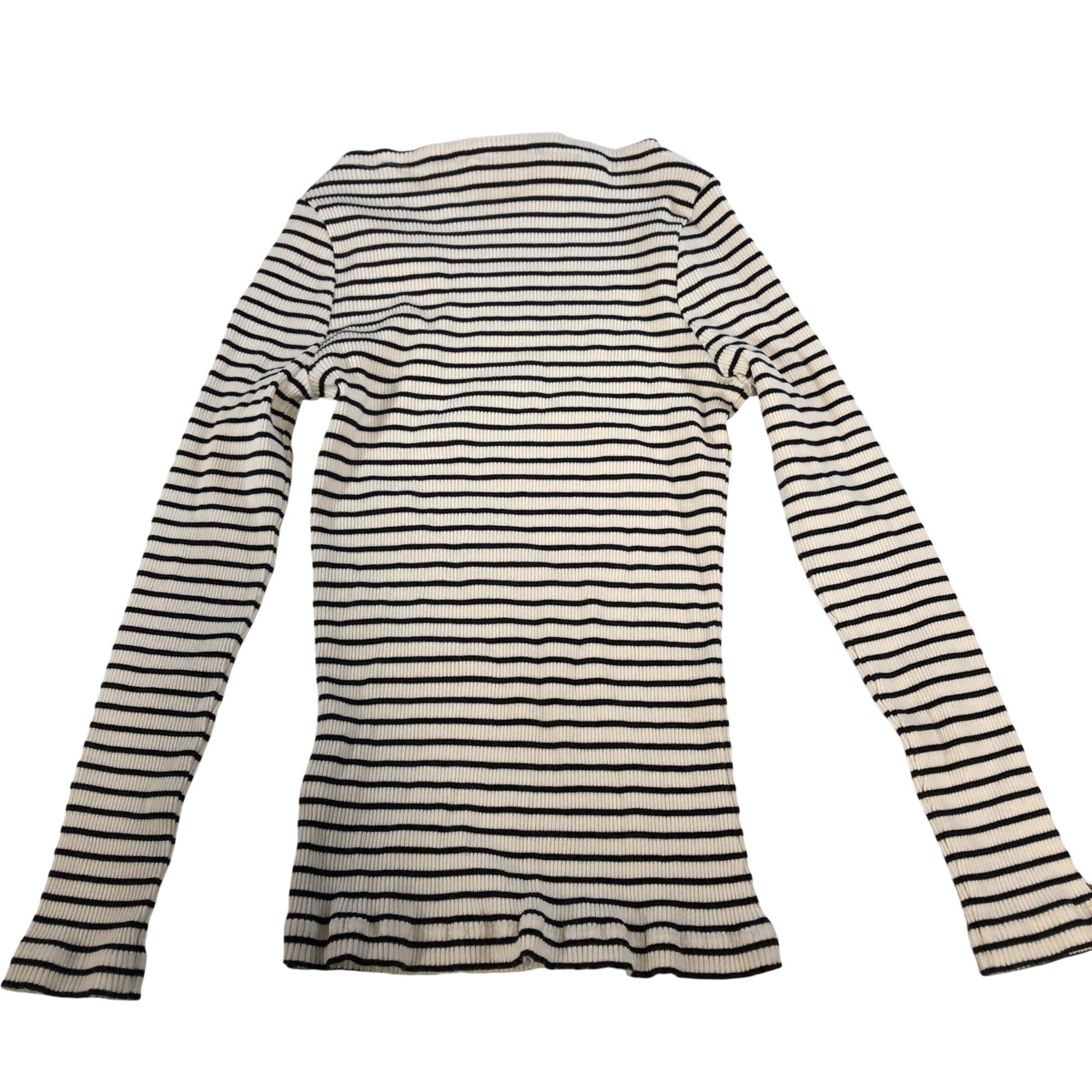 Long Sleeve Top Women's Striped Ribbed Cotton Casual Wear Small
