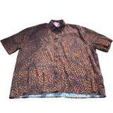River Island Short Sleeve Shirt M Casual Orange Brown Patterned